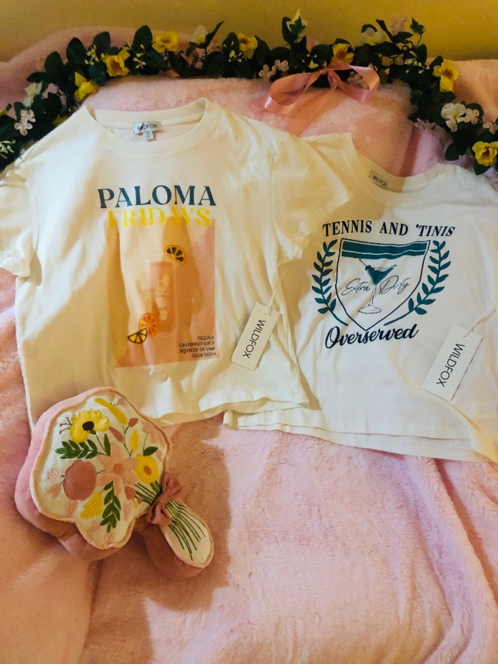 NWT Wildfox Jamie Graphic 2 pc Tee Shirt Set SZ MD